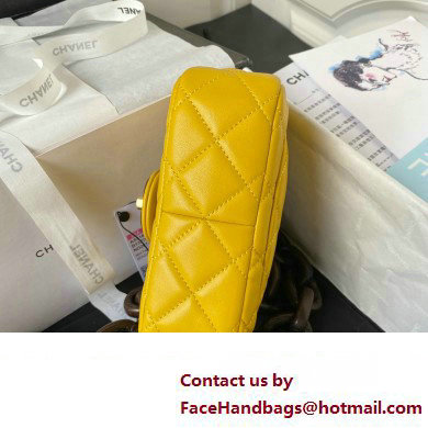 Chanel Mini Flap Bag in Lambskin  &  Ash-Wood AS4165 yellow 2023